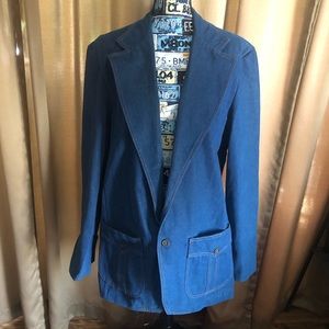 Vintage JC Penney Fashion Denim Blue Blazer Single Button Jacket